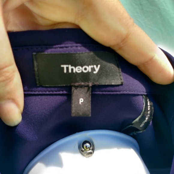 NWT Theory Women's Size Petite Stormy Navy Blouse - Picture 5 of 7